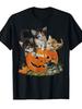 Men'S Vintage 90s Halloween T-Shirt - Black Retro Cat & Pumpkin Graphic Tee - So Unisex T-Shirt