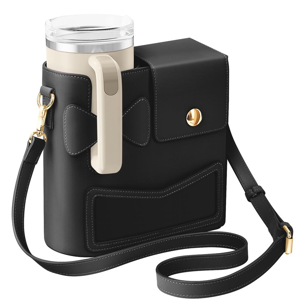 Leather Water Bottle Carrier Bag For Stanley Cup 40 oz Outdoor Tumbler Bag Water Bottle Holder Women Crossbody For Thermo Bottle
