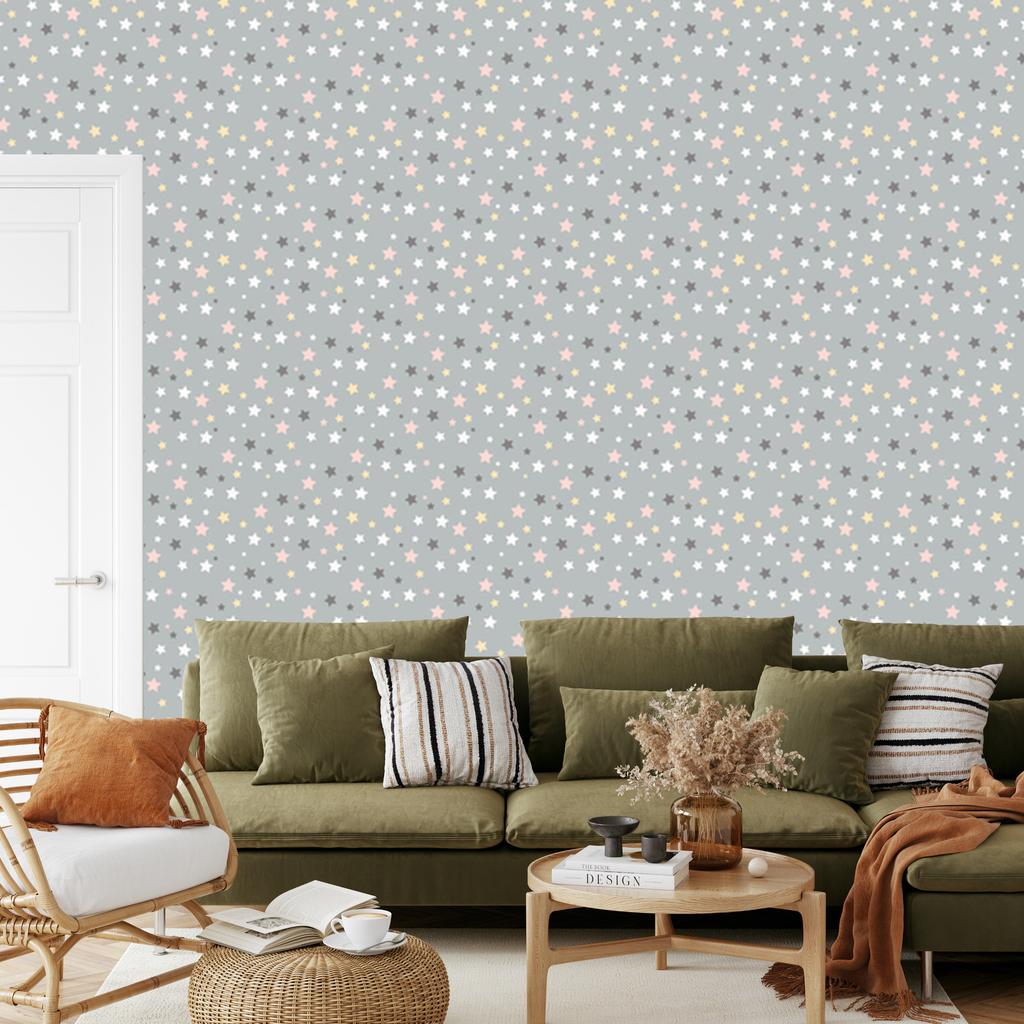 Multicolored Stars Wallpaper for Living Room and Bedroom 50x1000