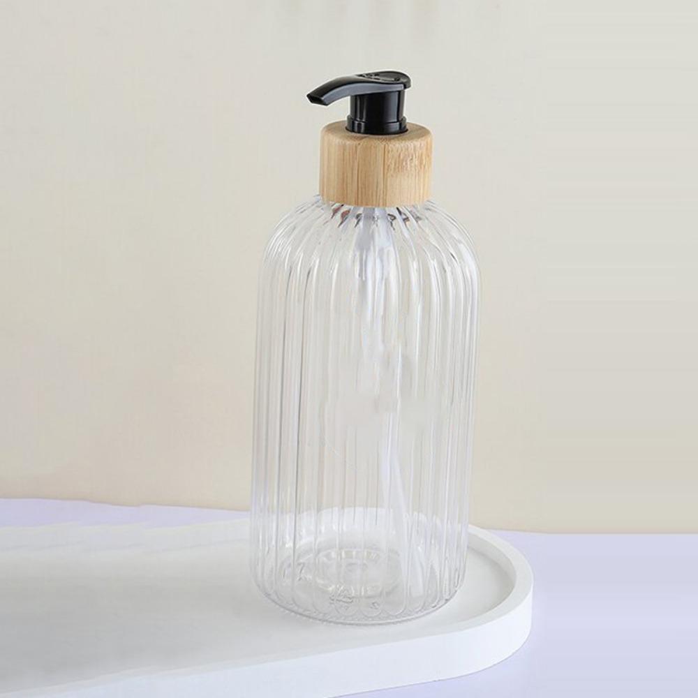 500ML Capacity Lotion Pump Bottle Press Type Empty Soap Dispenser Refillable Strip Pattern Shampoo Conditioner Container
