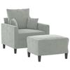 VidaXL Armchair with Footrest Light Grey 60 Cm Velvet, Sofa, Armchair, TV Armchair, Single Sofa, Seat, Sofa 3201097