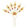 Traditional Thai Peacocks Leaf Hair Decoration Alloy Hair Accesories with Rhinestones Hairpieces for Special Occasion