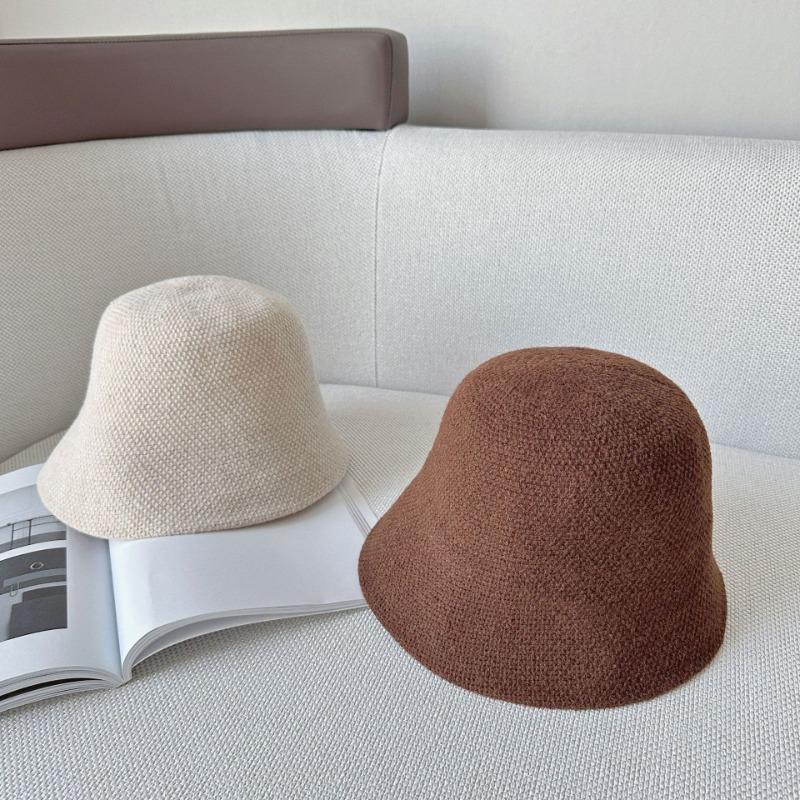 Wool Blended Bucket Hat Women's Japanese Simple Face Small Bucket Hat, Autumn and Winter Breathable Travel Fashionable Winter Hat