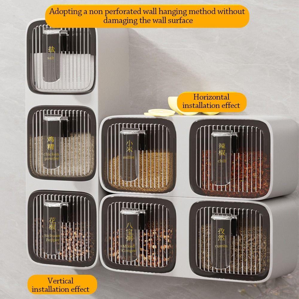 White Grey Seasoning Container 2/3 Grids Kitchen Storage  Kitchen Supplies