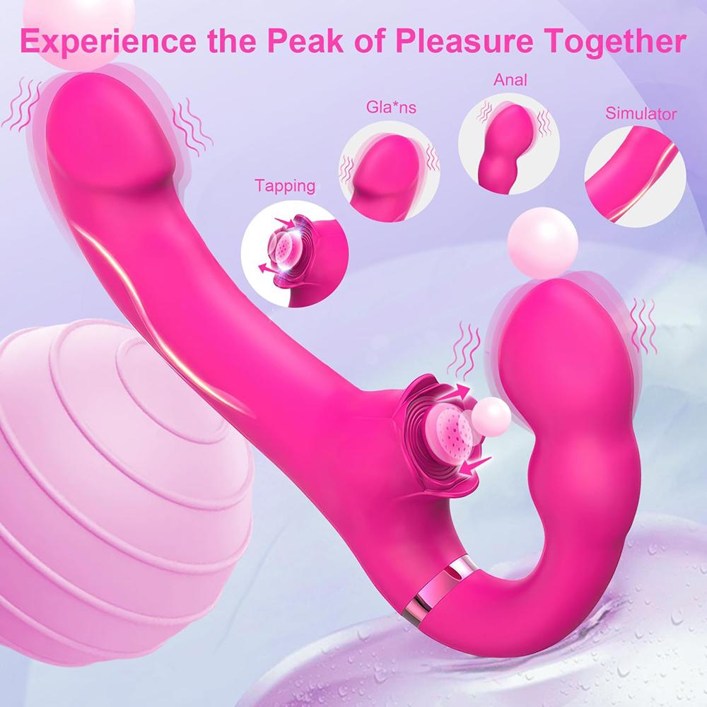 Remote Control Double Ended Dildo Vibrator 5 Flapping 10 Vibrating Vagina G Spot Stimulator Lesbian Sex Toys for Woman Couples