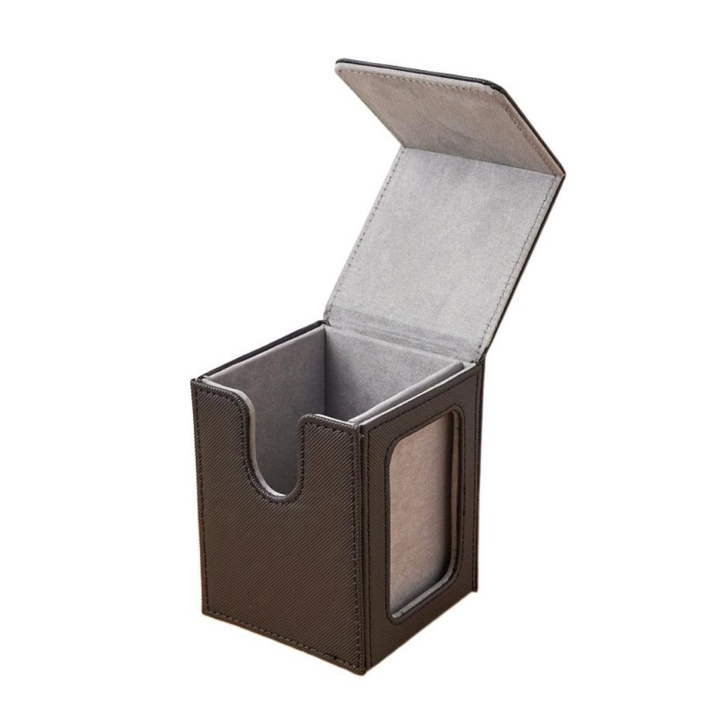 

PU Window Collection Box Magnetic Closure Moisture-proof Card Deck Box with Lid Stain-resistant Game Card Organizer