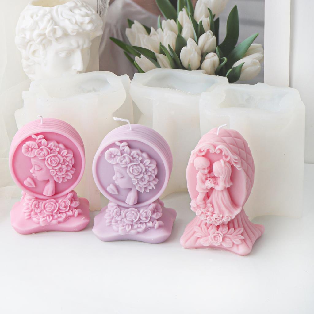 Flexible Silicone Candle Mold Embossed Girl/Married Couple Aromatherapy Mould for Craft Lovers Home Decoration Mould
