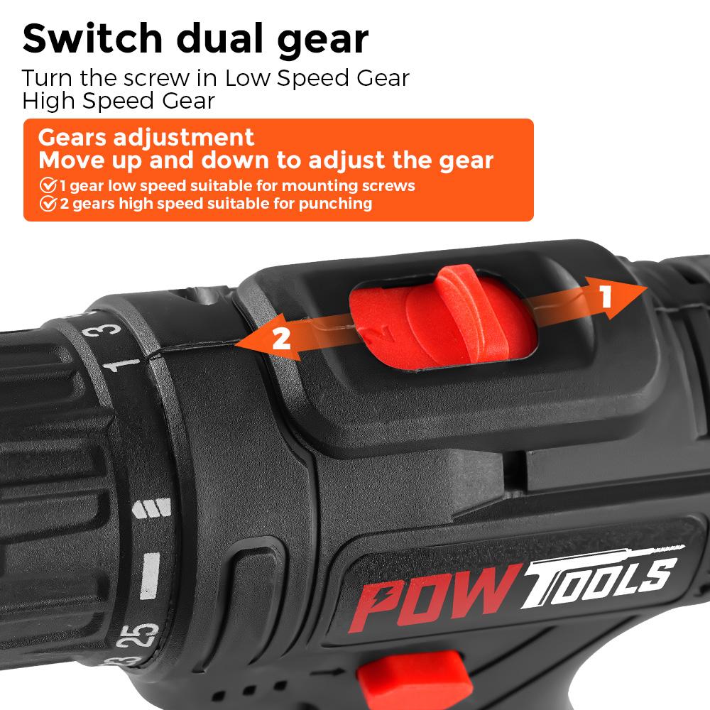 Elektrische Schraubendreher POWTOOLS - 21V - 2 Akkus Lithium + 28 Zubehör + Ladegerät