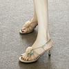 Fashion Summer New Women's Camellia High Heels Sandal Fashion Open-toed Sandals Women's Outdoor Casual Thin Heel Sandals Sandalias Mujer