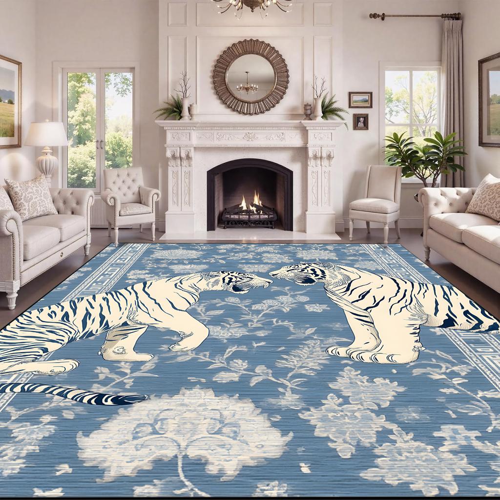 American Classic Style Carpet Tiger Pattern Living Room Decoration customizable Rugs Light Luxury Bedroom Washable Mat non-slip