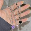 Pink Purple Zircon Star Heart Necklace Y2K Irregular Love Crystal Heart Choker Egirl Collar Necklaces Women Jewelry Accessories