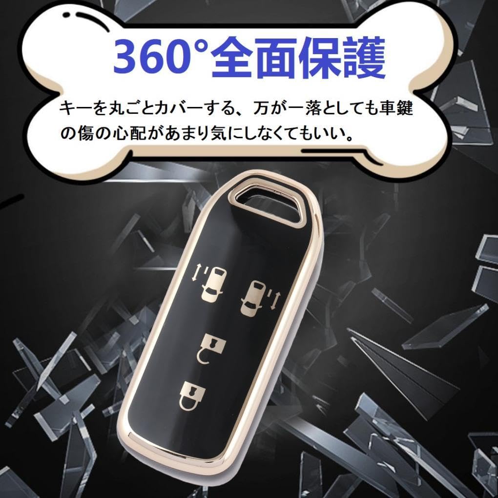 Key Case Compatible with Honda NBOX Custom Key Cover Smart Key Case Panda Key Holder Gold Black [HOYZE] N-BOX N-VAN N-WGN N-ONE