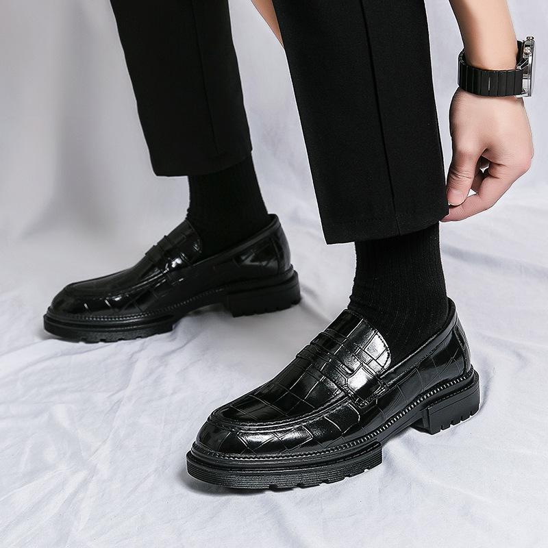 Four Seasons Trendy Men's Fashion Leather Slip-on Loafers with Thick Sole
