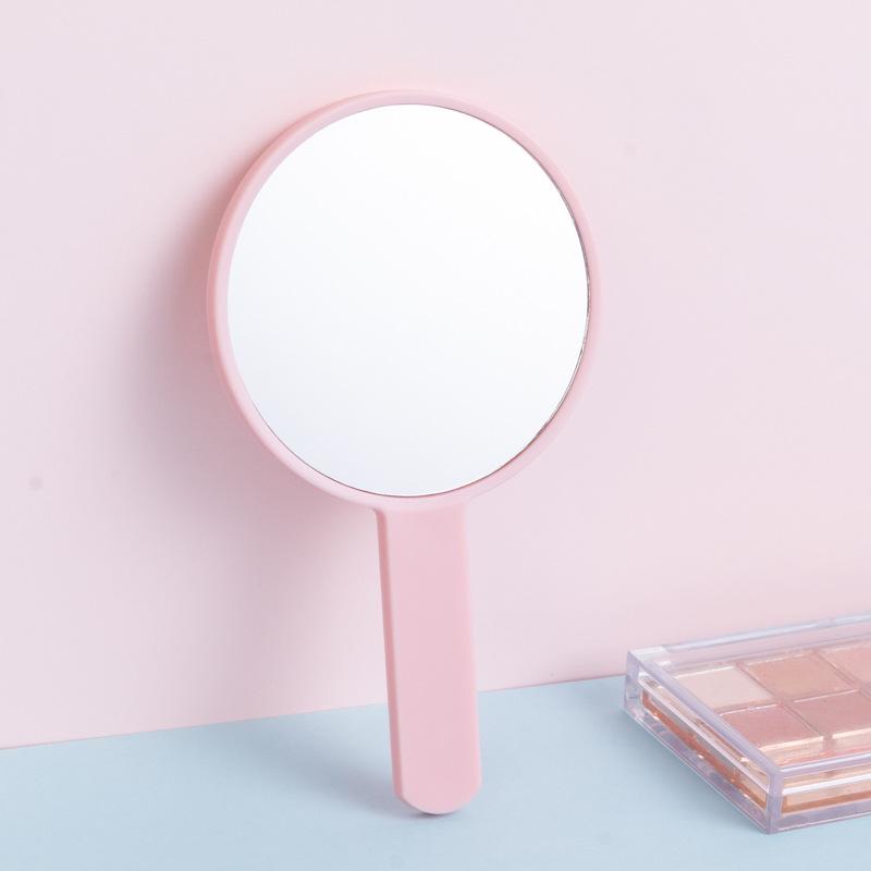 Round Handle Beauty Makeup Vanity Mirror - Portable Mini Handheld Mirror