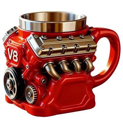 V8-motorer Tematisk Kaffemugg Handgjord Kaffekopp För Bilälskare Rolig 3D Stor Kapacitet Te Varmdrycksmugg För Hemmakontoret