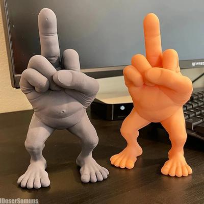 Desktop Creative Ornaments Middle Finger Figure with Legs Resin Funny Desk Fingers and Toes Combined Funny Gift for Friends