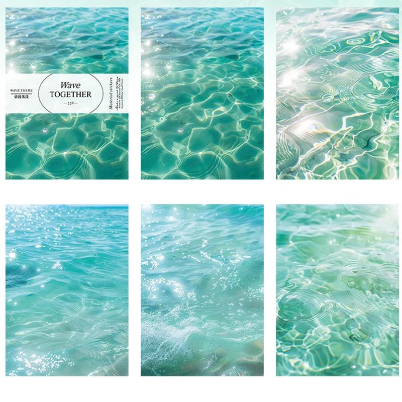 10 pcs INS Large size wave sticker sticker aesthetic Decorative Diary Scrapbooking Background sticker Deco paper Craft Supplies