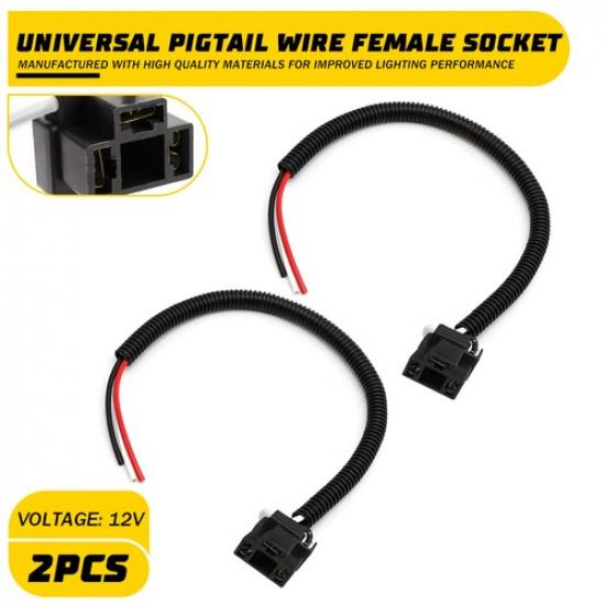 Extension Wire Pigtail Female 9003 H4 Two Harness Head Light Replacement Plug EA