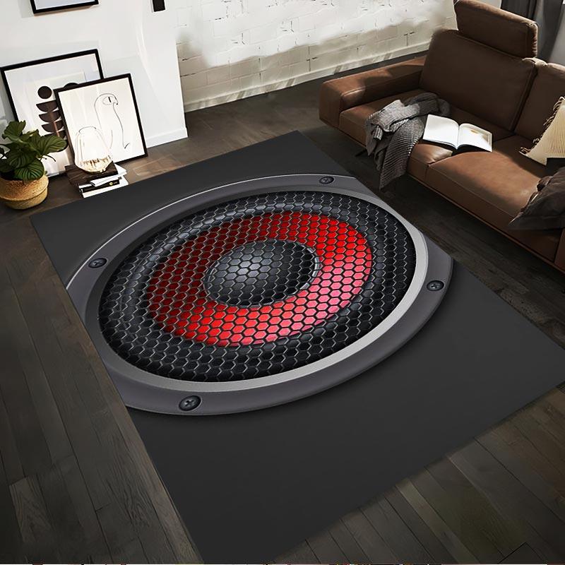 

3D Speaker Pattern Carpet, Black and Red Modern Home Decor Rug Suitable for use as an anti-slip for living room bedroom sofas 40x60cm( 15x23in )