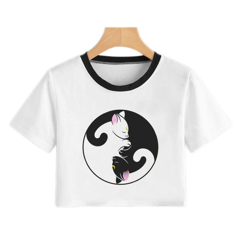Sailor Moon Sailor Moon Cold Moon T-Shirt New Short T-Shirt Women'S Sexy Navel Shirt