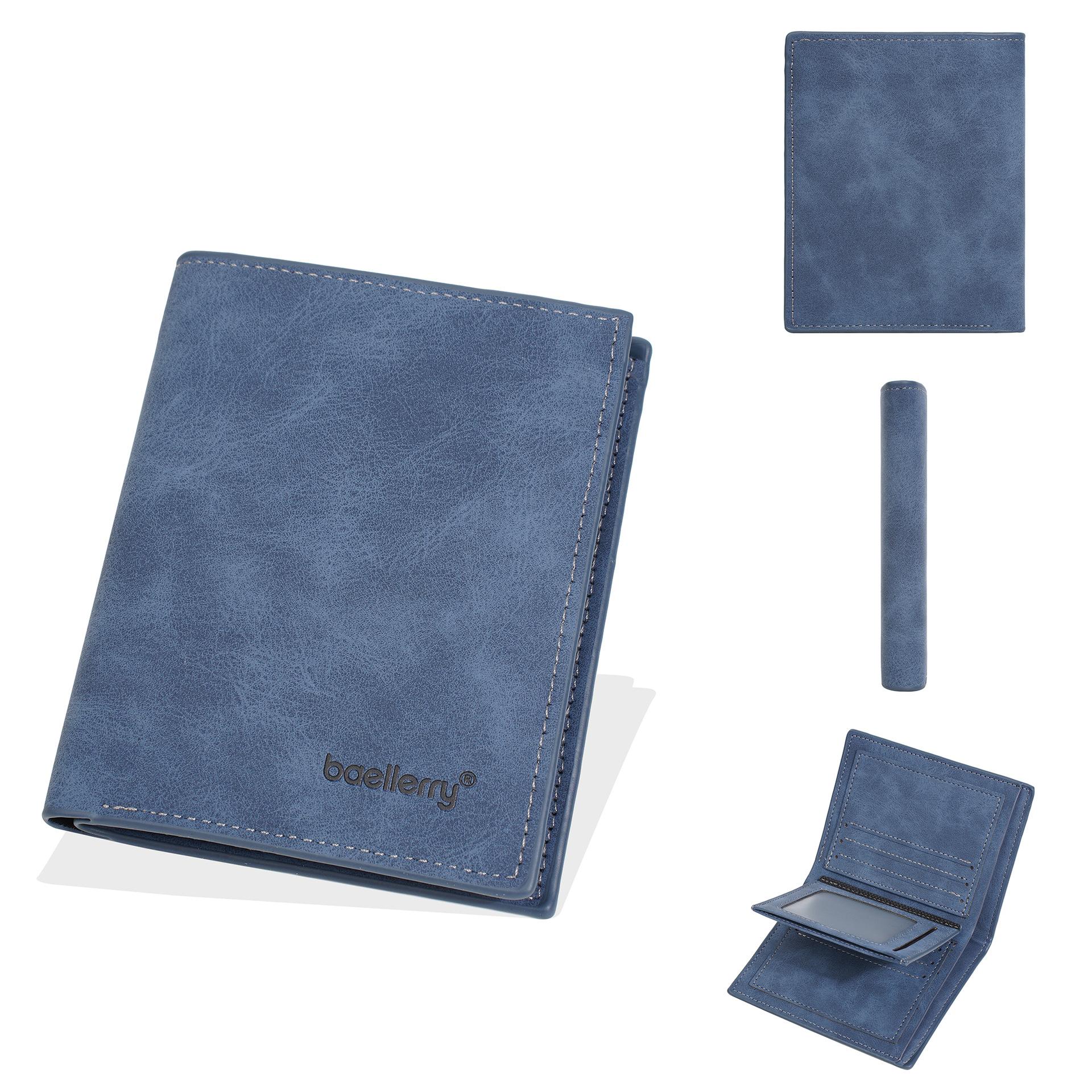

New wallet men s short high-end business multi-card wallet youth matte ticket clip small wallet men синій