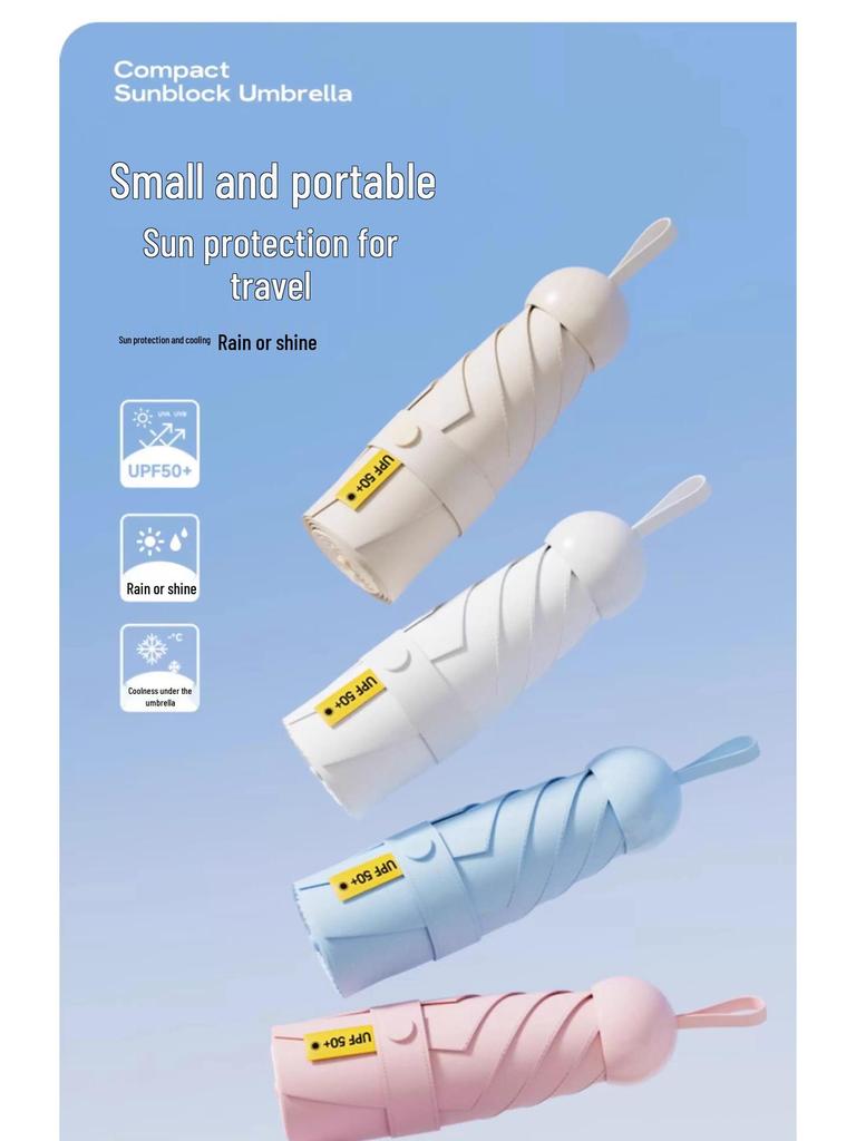 Mini Five-Fold UV Protection Sunscreen Umbrella: Portable and Dual-Use for Sun and Rain, Women's Sunshade Umbrella