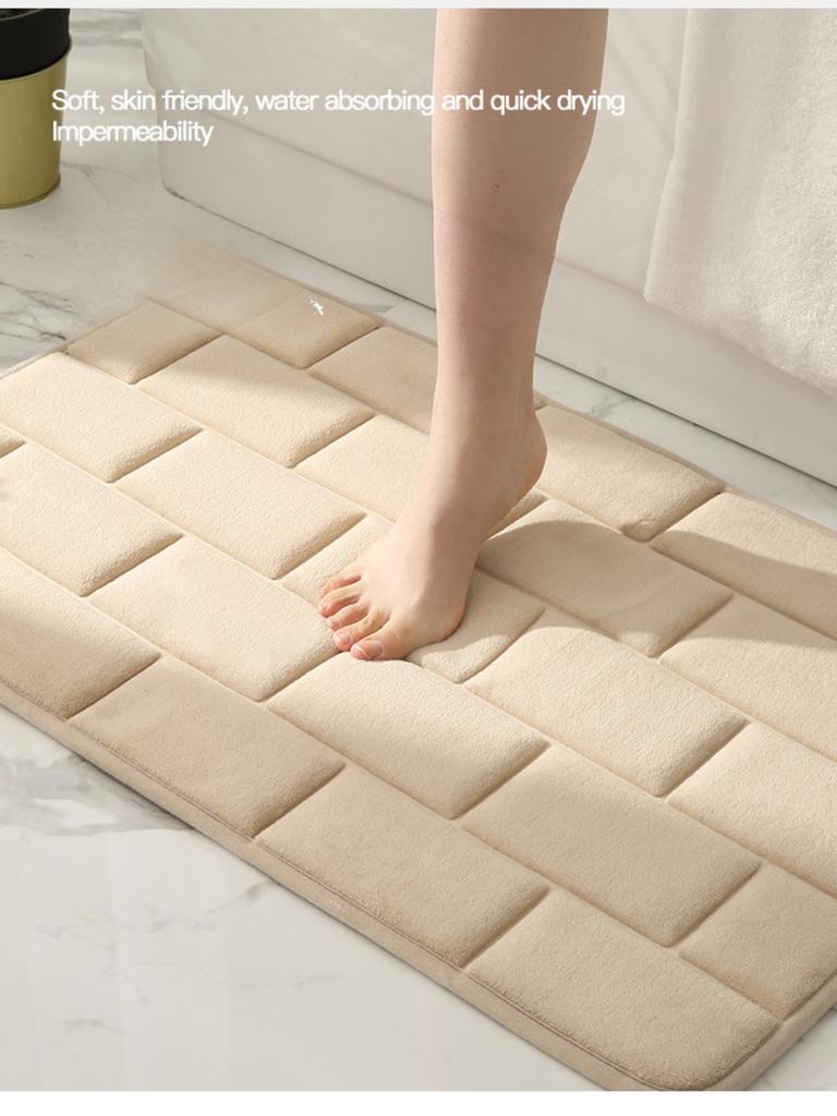 Tile Pattern Embossing Bathroom Mat Bath Non-slip Carpets In Wash Basin Bathtub Side Floor Rug Shower Room Doormat Memory Foam 3D Pad