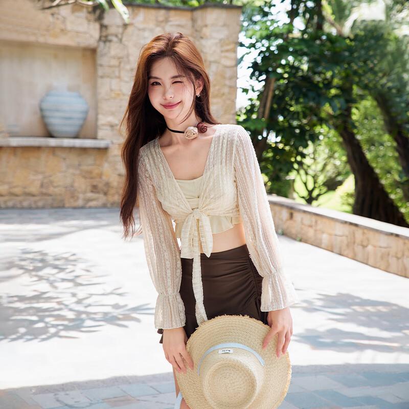 Yimeishan Women's Two-Piece Swimsuit New Long Sleeve Sun Protection Beach Dress