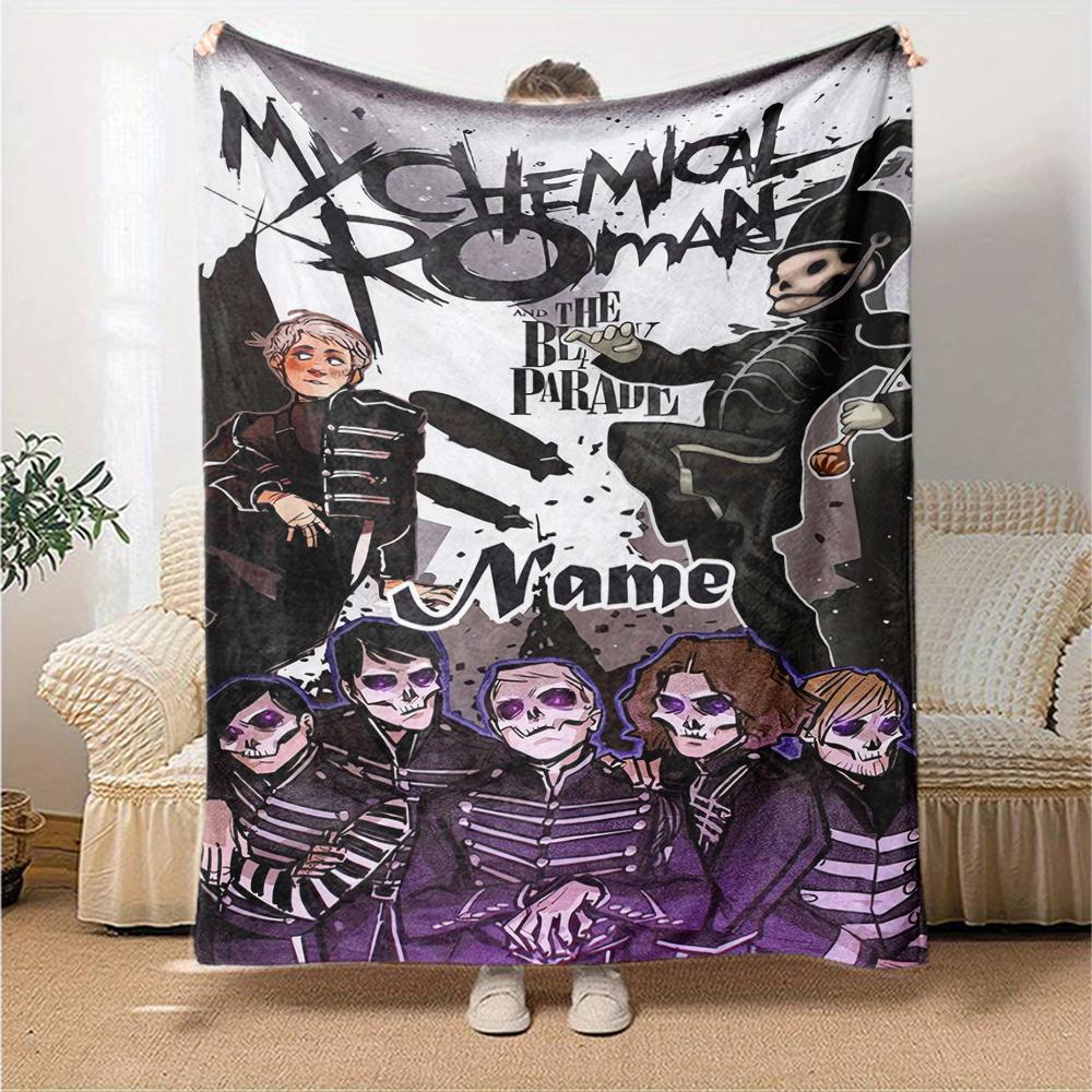 Custom Name My Chemical Romance Theme Printed Blanket - Perfect for Couch, Bed, Travel & Outdoor Use | Machine Washable, Cozy & Durable.