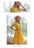 European & American Summer Polka Dot Mid-length Retro Dress with Tie-Up Pleated Short Sleeves