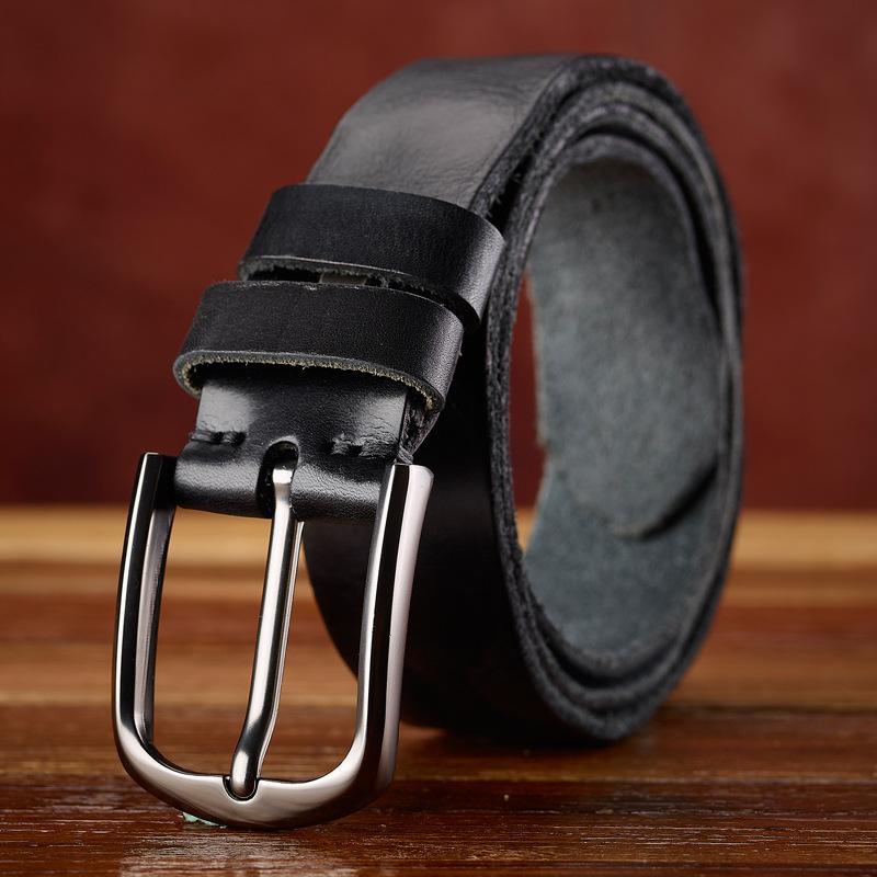 First Layer Cowhide Leather Belt Men'S Belt Retro Pleated Craft Belt Personalized Belt