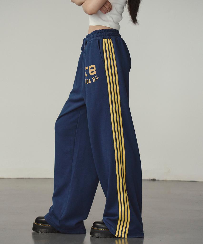 PRENDA Side Stripe Wide Pants Deep Blue