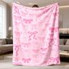 2026 New Flannel Blanket with a Cozy Pink Bow Design, Soft And Suitable for All Seasons, Machine Washable, Ideal for Home Decoration And Gifts, Modern