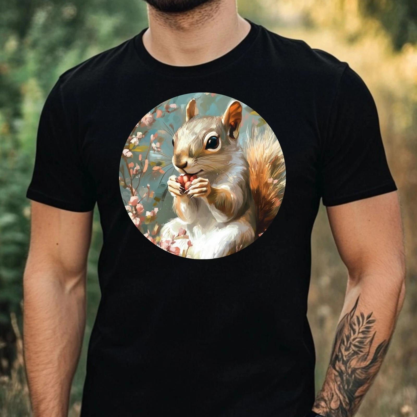 T-Shirt Herren Eichhörnchen Portrait Motiv Baumwolle Größe XS bis 5XL L