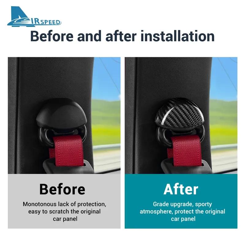 Real Dry Hard Carbon Fiber LHD RHD Car Seat Belt Interior Cover For Abarth 595 695 595C 695C Fiat 500 500C 2008-2024 Sticker