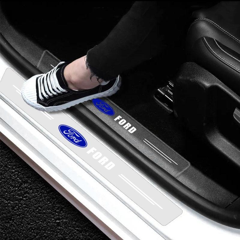 4Pcs Car Threshold Protector Transparent Decorative Badge 3D Sticker For Ford Focus Mondeo Kuga Fiesta MK7 Escort Explorer Edge 2 4 MK2 MK4
