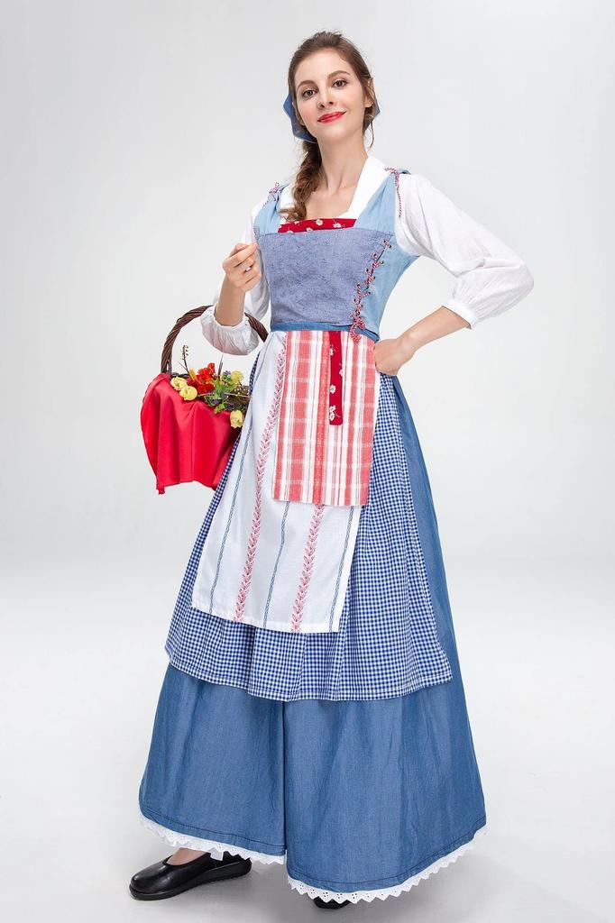 SCLYX Beauty and the Beast Belle Costume, Women's, Long, Light Blue Belle Dress, Sleek, Beauty and the Beast Live-Action Movie Cosplay, Belle