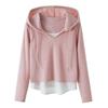 Hooded Sweatshirt Plus Size Ladies Shoulder Asymmetrical Fake Two-Piece