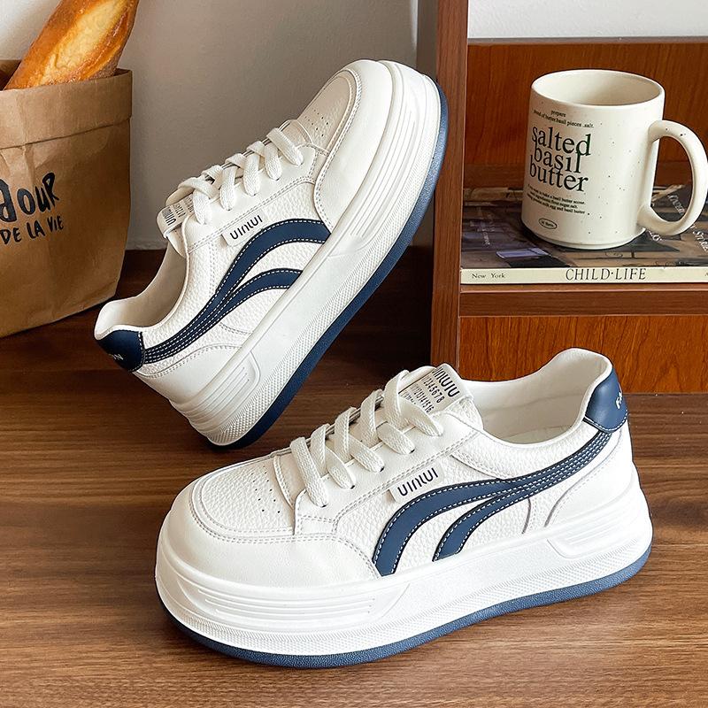 Little White Shoes Women's Platform Autumn New Heightening Casual Shoes Lace-up Single Shoes Board Shoes Running Shoes Sports Shoes