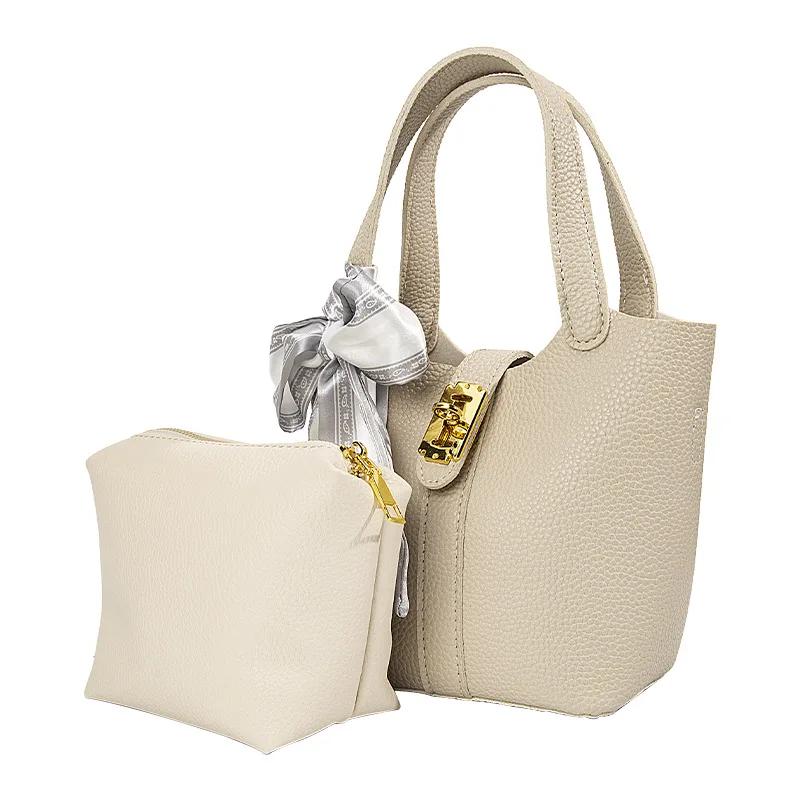 Women's bags bucket bag Shoulder handbags Simple Bucket MotherBag Minority Practical Handbill of Lading Shoulder-slung Scarf Bag
