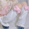 Long Foot Cover Leg Warmers Goth Anime Sweet Pink Bowknot Cosplay Ruffled Hem Plush Knee High Socks for Women Girls
