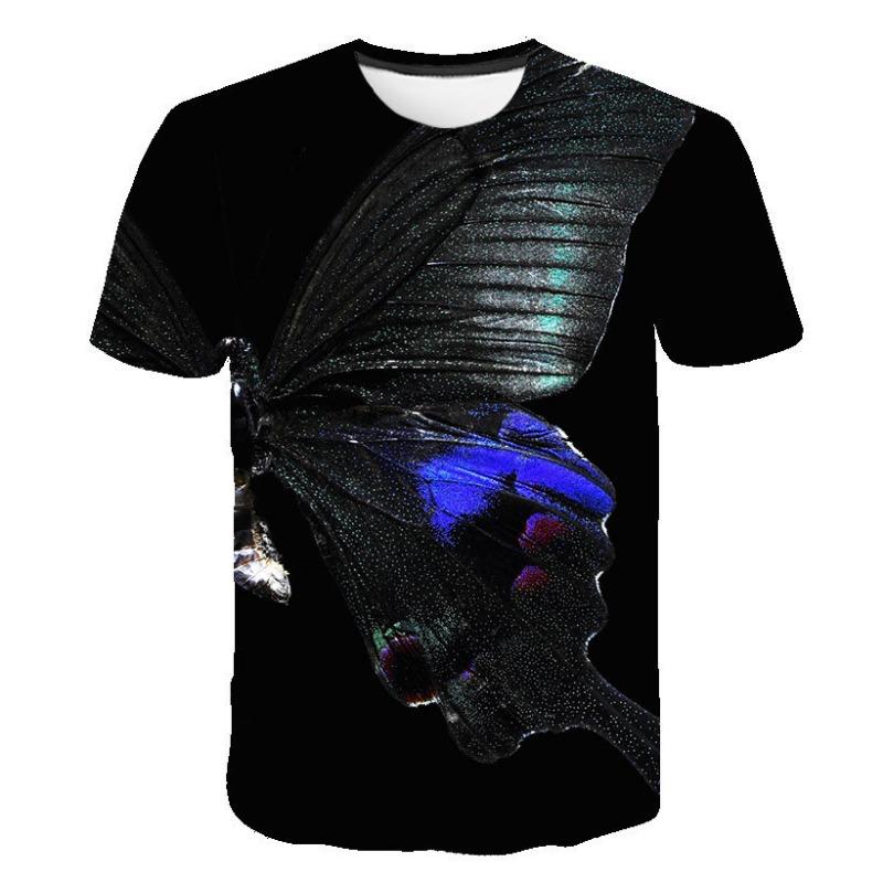 Cross-border New Boys And Girls With The Same Parent-child T-shirt, Beautiful Butterfly 3D Printing Cool Loose Men's And Women's Short Sleeves