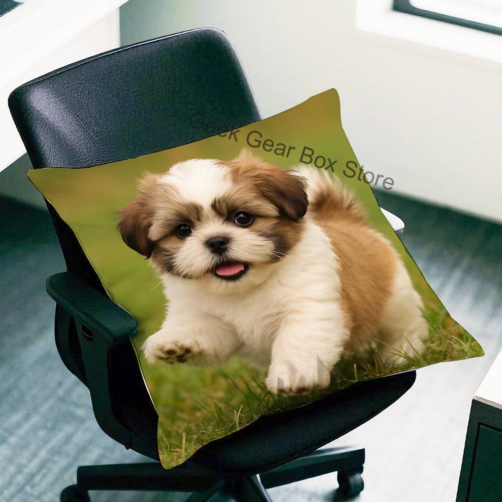 Bonita Funda de Almohada de Shih Tzu Fundas de Almohada de Felpa Decoración del Hogar Funda de Almohada para Sofá Cama Silla Sala de Estar