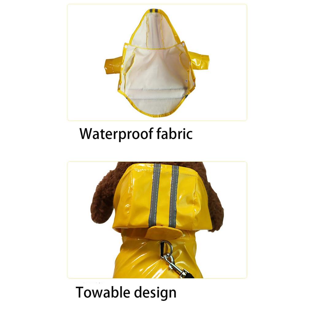 Pet PU Raincoat Dog Raincoat Small Medium Dog Reflective  Snowproof Puppy Clothes
