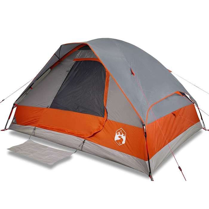 VidaXL Family Dome Tent 6 Person Grey and Orange Waterproof, Tent, Camping Shelter, Garden Shelter, Tent of 94783