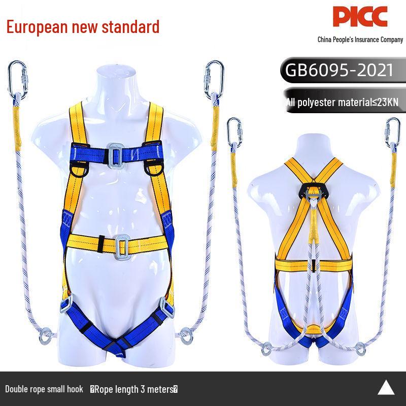 European Full Body Five-Point Electrician Harness with Double Hook.