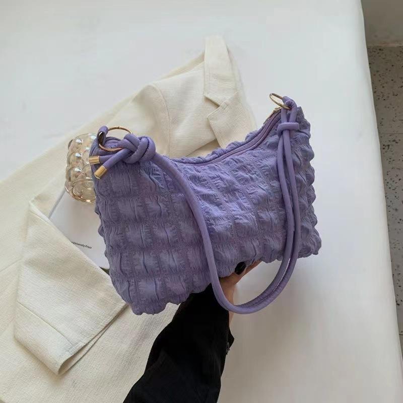 Small Fresh Bubble Bag Women's Soft Pleated Armpit Bag Girl Fashion Trendy Shoulder Bag Simple Handbag
