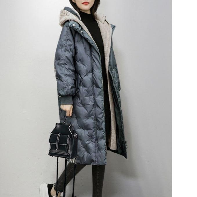 

Зимняя хлопковая одежда женская средняя длинная свободная модная утолщенная повседневная женская куртка больших размеров 3XL синий