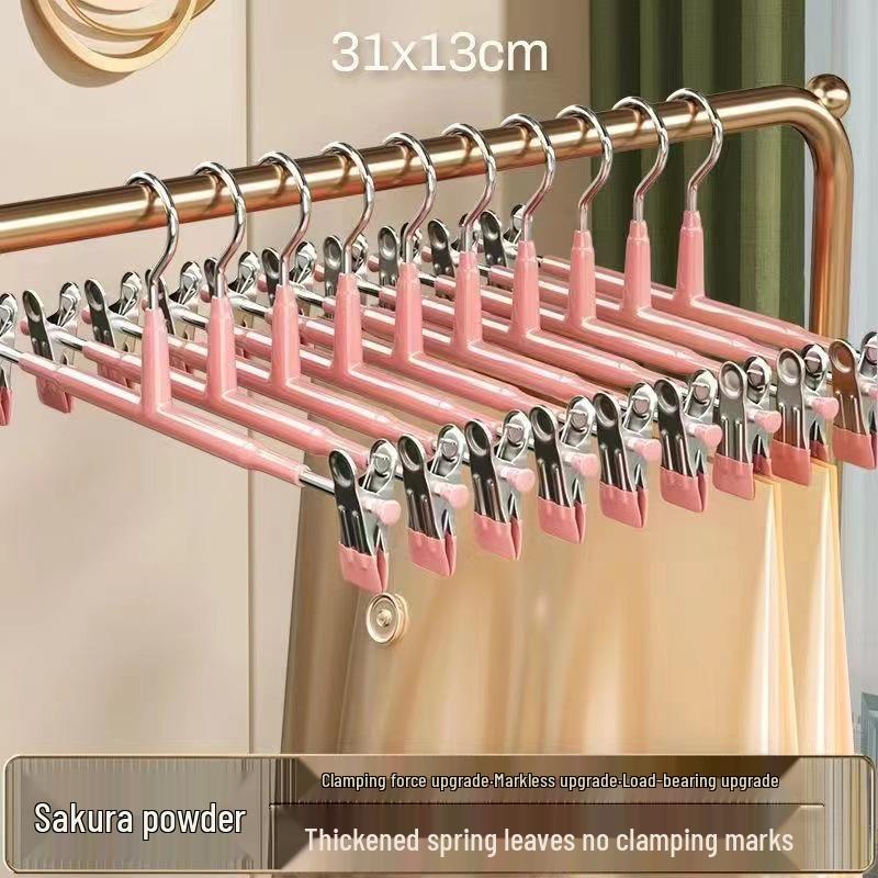 Anti-Slip Telescopic Stainless Steel Trouser and Skirt Hanger with Plastic Grip