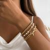 European and American simple bow pendant bracelet, fashionable and versatile imitation pearl star stacked hand jewelry women